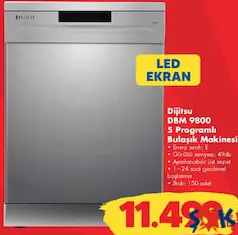 DİJİTSU DBM 9800 5 PROGRAMLI BULAŞIK MAKİNESİ